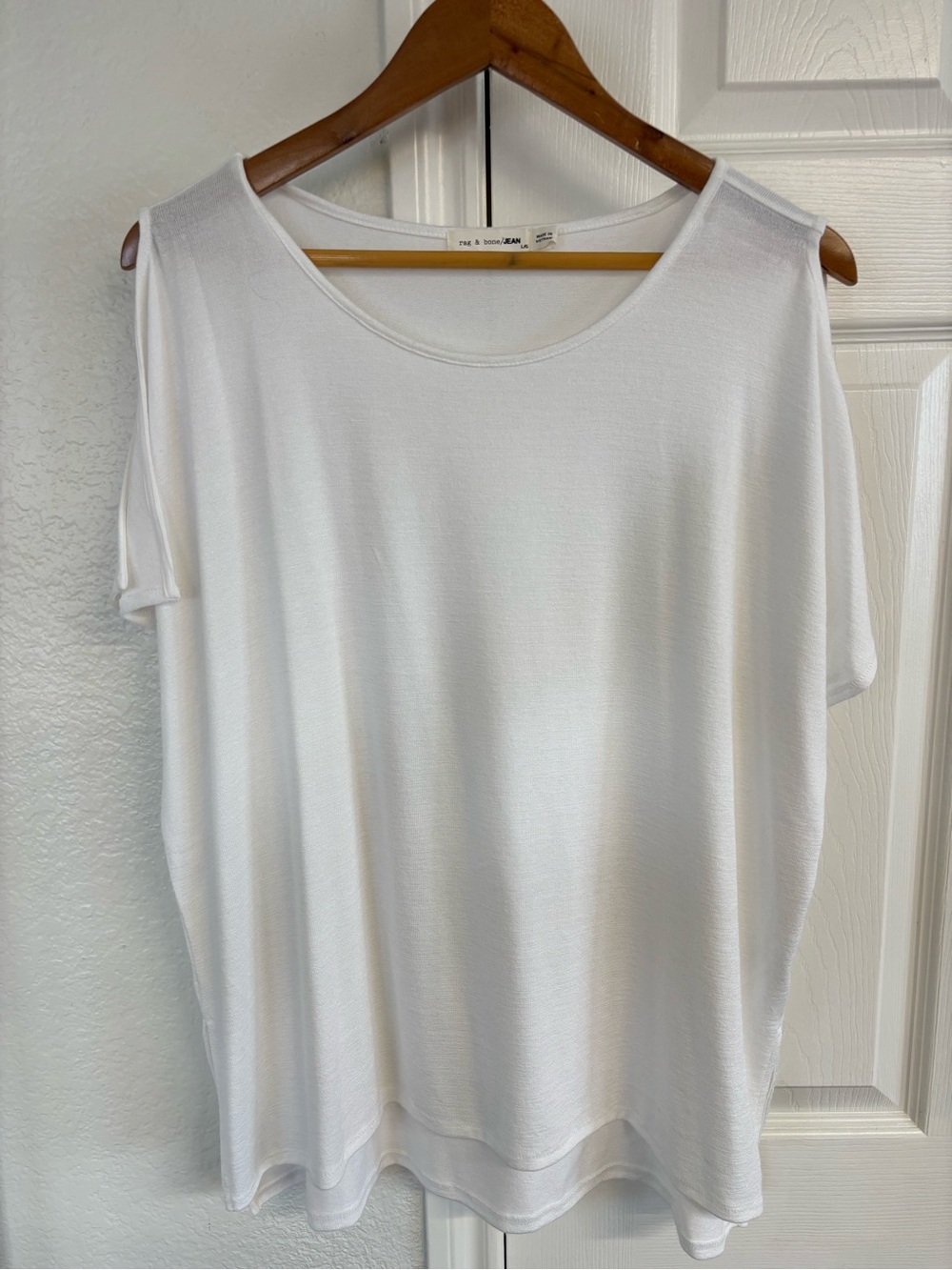 Rag & Bone Jean White Cold‎ Shoulder Top Size L